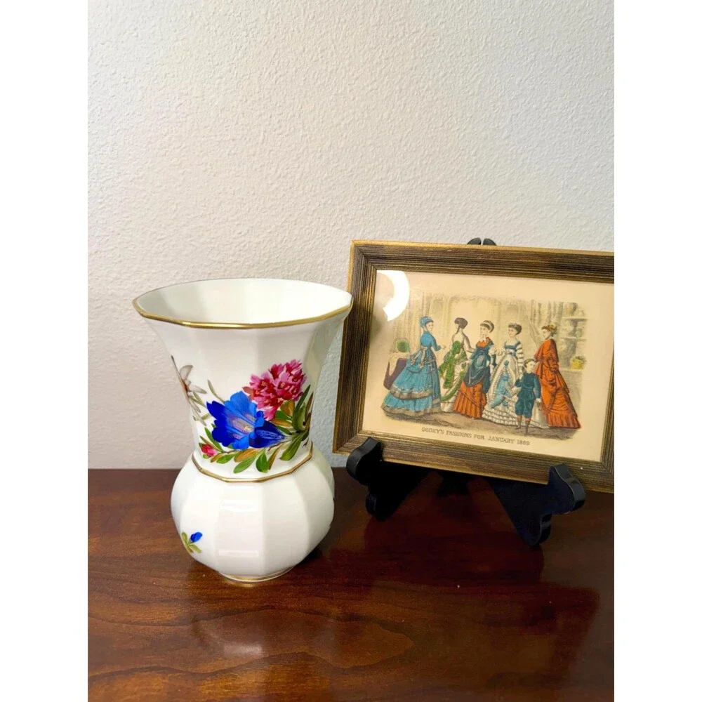 1930s Koenigszelt Germany Porcelain Vase – Hand-Painted Floral, Gold Trim (7